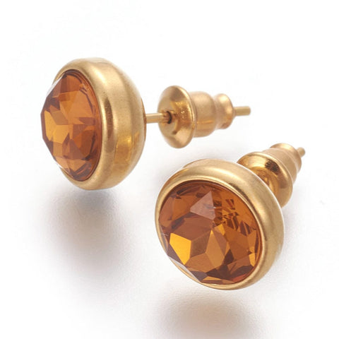 (SE7556-12G) DARK GOLDENROD (SE7556-X) 304 Stainless Steel Ear Studs, Flat Round, Golden, 10x17mm (1 PAIR) (SE7556-X) 304 Stainless Steel Ear Studs, Flat Round, Golden, 10x17mm (1 PAIR)