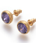 ((SE7556-01G) BLUE VIOLET (SE7556-X) 304 Stainless Steel Ear Studs, Flat Round, Golden, 10x17mm (1 PAIR) (SE7556-X) 304 Stainless Steel Ear Studs, Flat Round, Golden, 10x17mm (1 PAIR)