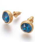 (SE7556-03G) ROYAL BLUE (SE7556-X) 304 Stainless Steel Ear Studs, Flat Round, Golden, 10x17mm (1 PAIR) (SE7556-X) 304 Stainless Steel Ear Studs, Flat Round, Golden, 10x17mm (1 PAIR)