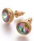 (SE7556-14G) COLORFUL (SE7556-X) 304 Stainless Steel Ear Studs, Flat Round, Golden, 10x17mm (1 PAIR) (SE7556-X) 304 Stainless Steel Ear Studs, Flat Round, Golden, 10x17mm (1 PAIR)