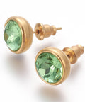 (SE7556-11G) MED AQUAMARINE (SE7556-X) 304 Stainless Steel Ear Studs, Flat Round, Golden, 10x17mm (1 PAIR) (SE7556-X) 304 Stainless Steel Ear Studs, Flat Round, Golden, 10x17mm (1 PAIR)