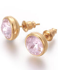 GOLD / PEARL PINK (SE7556-09G) (SE7556-X) 304 Stainless Steel Ear Studs, Flat Round, Golden, 10x17mm (1 PAIR) (SE7556-X) 304 Stainless Steel Ear Studs, Flat Round, Golden, 10x17mm (1 PAIR)