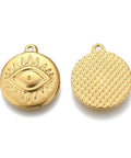 (SE7890G) Vacuum Plating 304 Stainless Steel  Evil Eye, Golden 17x19.5mm (2 PCS) (SE7890G) Vacuum Plating 304 Stainless Steel  Evil Eye, Golden 17x19.5mm (2 PCS)
