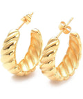 (SE8007-02G) Ion Plating(IP) 304 Stainless Steel Stud Earrings, Ring, Golden (1 PAIR) (SE8007-02G) Ion Plating(IP) 304 Stainless Steel Stud Earrings, Ring, Golden (1 PAIR)