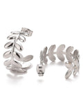 STEEL COLOR (SE8376-13P) (SE8376-X) 304 Stainless Steel Stud Earrings for Women, Leaf, 23mm (1 PAIR) (SE8376-X) 304 Stainless Steel Stud Earrings for Women, Leaf, 23mm (1 PAIR)