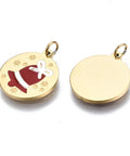 (SF7786B) 316 Surgical Stainless Steel Enamel Charms for Christmas 13x12mm(1 PC) (SF7786B) 316 Surgical Stainless Steel Enamel Charms for Christmas 13x12mm(1 PC)