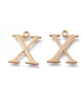 Χ (SG7385-ALL) 304 Stainless Steel Charms, Greek Alphabet, 14mm 304 Stainless Steel Charms, Greek Alphabet, 14mm