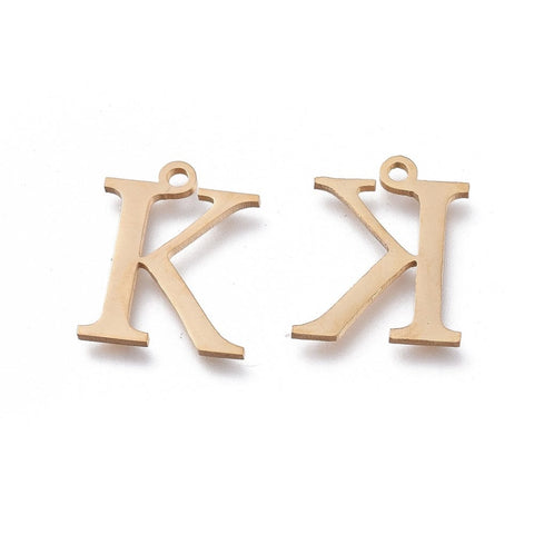 Κ (SG7385-ALL) 304 Stainless Steel Charms, Greek Alphabet, 14mm 304 Stainless Steel Charms, Greek Alphabet, 14mm