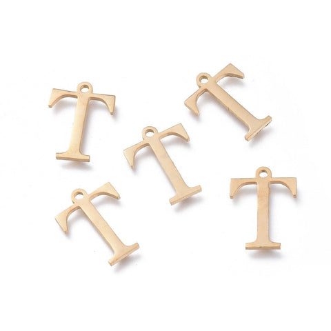 Τ (SG7385-ALL) 304 Stainless Steel Charms, Greek Alphabet, 14mm 304 Stainless Steel Charms, Greek Alphabet, 14mm
