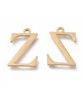 Ζ (SG7385-ALL) 304 Stainless Steel Charms, Greek Alphabet, 14mm 304 Stainless Steel Charms, Greek Alphabet, 14mm