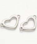 (SH5244) 304 Stainless Steel Links, Heart, Stainless Steel 22MM 304 Stainless Steel Links, Heart, Stainless Steel Color Size: about 14mm long, 22.5mm wide, 1mm thick, hole: 2mm.