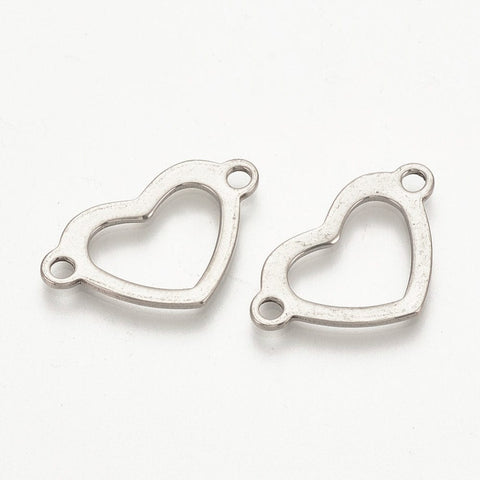 (SH5244) 304 Stainless Steel Links, Heart, Stainless Steel 22MM 304 Stainless Steel Links, Heart, Stainless Steel Color Size: about 14mm long, 22.5mm wide, 1mm thick, hole: 2mm.