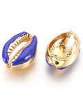 (SH5510B) Alloy Beads, with Enamel, Shell, BLUE , 19-20MM Alloy Beads, with Enamel, Shell, Real Gold Plated, Blue Size: about 12~12.5mm wide, 19~20mm long, 6mm thick.