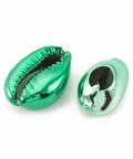 (SH5512A) Electroplated Sea Shell Beads, Cowrie Shells, Green 17-21M Electroplated Sea Shell Beads, Undrilled/No Hole Beads, Cowrie Shells, Green Size: about 17~21mm long, 11~14mm wide, 6~8mm thick.