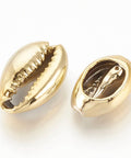 (SH5512B) Electroplated Sea Shell Beads, Cowrie Shells, Gold 15~18mm Electroplated Sea Shell Beads, Undrilled/No Hole Beads, Cowrie Shells, Gold Size: about 15~18mm long, 10~12mm wide, 6~7mm thick.