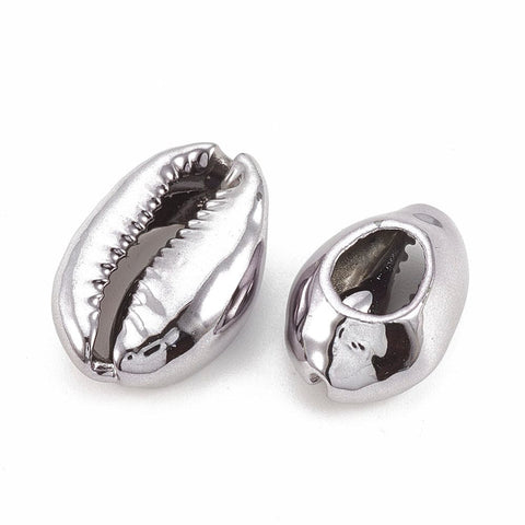 (SH5512D) Electroplated Sea Shell Beads, Cowrie Shells, LightGrey 17-21MM Electroplated Sea Shell Beads, Undrilled/No Hole Beads, Cowrie Shells, LightGrey Size: about 17~21mm long, 11~14mm wide, 6~8mm thick.