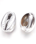 (SH5515C) Electroplated Shell Beads, Cowrie Shells, Platinum 15~20mm long, Electroplated Shell Beads, Cowrie Shells, Platinum Size: about 10~12mm wide, 15~20mm long, 5~6mm thick, hole: 12~14x2~3mm.