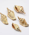 (SH5516) Golden Electroplated Conch Shell Pendants Golden Electroplated Conch Shell Pendants, Size: about 13~23mm wide, 26~52mm long, 15~17mm thick, hole: 2mm.