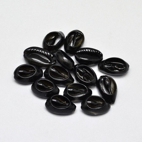 (SH5593A) Cowrie Shell Beads, Dyed, Oval, No Hole, Black 15~17mm long, Cowrie Shell Beads, Dyed, Oval, No Hole, Black Size: about 10~11mm wide, 15~17mm long, 5~6mm thick.