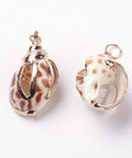 (SH5594) Electroplate Spiral Shell Pendants, with Iron Findings, Conch, Golden, 29.5~38mm long, Electroplate Spiral Shell Pendants, with Iron Findings, Conch, Golden, Size: about 15.5~23mm wide, 29.5~38mm long, 12~19mm thick, hole: 2mm.