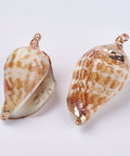 (SH5595) Electroplate Spiral Shell Pendants, with Iron Findings, Conch, Light Gold 36~46mm long Electroplate Spiral Shell Pendants, with Iron Findings, Conch, Light Gold Size: about 19~25mm wide, 36~46mm long, 15~20mm thick, hole: 3mm.