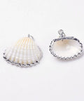 (SH5596) Electroplate Shell Pendants, with Iron Findings, Platinum, 20~26mm long, Electroplate Shell Pendants, with Iron Findings, Platinum, Size: about 21.5~29.5mm wide, 20~26mm long, 7~10mm thick, hole: 2mm.