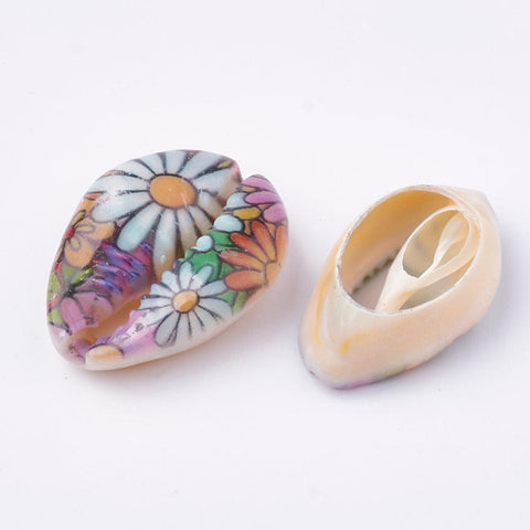 (SH5609A) Printed Cowrie Shell Beads, No Hole-Undrilled, Colorful 20~25mm long, Printed Cowrie Shell Beads, No Hole/Undrilled, Colorful Size: about 20~25mm long, 14~16mm wide, 5~7mm thick.