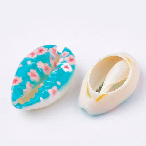 (SH5609D) Printed Cowrie Shell Beads, No Hole-Undrilled, Colorful 20~25mm long Printed Cowrie Shell Beads, No Hole/Undrilled, Colorful Size: about 20~25mm long, 14~16mm wide, 5~7mm thick.