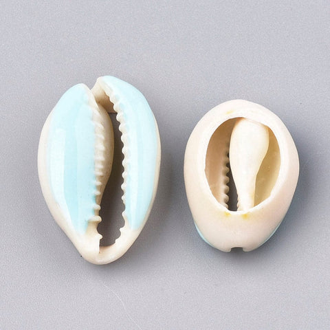 (SH5611D) Cowrie Shell Beads, with Enamel,PaleTurquoise 20~26mm long Cowrie Shell Beads, with Enamel, No Hole/Undrilled, PaleTurquoise Size: about 20~26mm long, 13~18mm wide, 5~7mm thick.