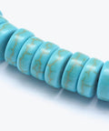 (SH5891A) Synthetic Turquoise Beads Strands, Heishi Beads, Flat Round-Disc, Dyed, Size: about 8mm Synthetic Turquoise Beads Strands, Heishi Beads, Flat Round/Disc, Dyed, Size: about 8mm in diameter, 3mm thick, hole: 1mm; about 115pcs/strand, 14.9"(38cm).