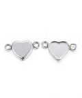 (SH6147A) 304 Stainless Steel Cabochon Connector Settings, Heart,  11mm long, 20mm wide (5 PIECES) 304 Stainless Steel Cabochon Connector Settings, Heart, Stainless Steel Color Size: about 11mm long, 20mm wide, 2mm thick, hole: 2.5mm, inner: 10x11mm.