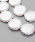(SH6624A) Shell Pearl Beads , Flat Round, WhiteSmoke Size: about 15mm diameter, (4 PCS) Shell Pearl Beads Strands, Flat Round, WhiteSmoke Size: about 15mm diameter, 3~4mm thick, hole: 1mm