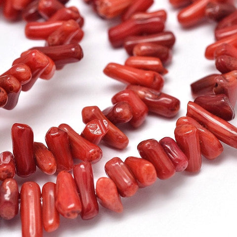 (SH6626A) Natural Coral Chip Beads Strands, Dyed, FireBrick Size: about 3~12mm wide Natural Coral Chip Beads Strands, Dyed, FireBrick Size: about 3~12mm wide, 5~26mm long, hole: 1mm