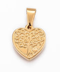(SH6831A) 304 Stainless Steel Pendants, Heart with Tree, Golden 18.5mm long (2 PCS) (SH6831A) 304 Stainless Steel Pendants, Heart with Tree, Golden 18.5mm long (2 PCS)