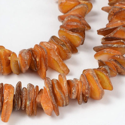 (SH7192-1) Natural Shell Beads Strands, Chips, Dyed, Orange  6~15mm (SH7192-1) Natural Shell Beads Strands, Chips, Dyed, Orange  6~15mm