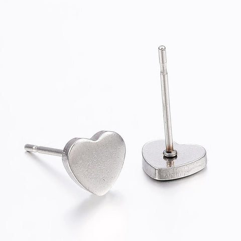 (SH7519B) 304 Stainless Steel Ear Studs, Heart , 6.5mm (2 PAIRS) (SH7519B) 304 Stainless Steel Ear Studs, Heart , 6.5mm (2 PAIRS)