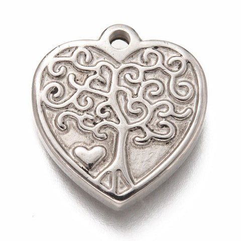 (SH7552A) 304 Stainless Steel Pendants, Heart with Tree, 17x18.5mm (2 PCS) (SH7552A) 304 Stainless Steel Pendants, Heart with Tree, 17x18.5mm (2 PCS)