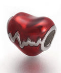 (SH8108-04C) 304 Stainless Steel European Beads, with Enamel, Large Hole Beads, Heartbeat, about 12mm (1 PC) (SH8108-04C) 304 Stainless Steel European Beads, with Enamel, Large Hole Beads, Heartbeat, about 12mm (1 PC)