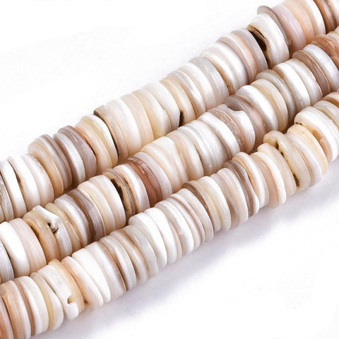 (SH8246-02) Natural Freshwater Shell Beads Heishi Beads, Shell Shards, Wheat 9~10mm in diameter (1 STR) (SH8246-02) Natural Freshwater Shell Beads Heishi Beads, Shell Shards, Wheat 9~10mm in diameter (1 STR)