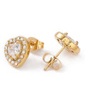 ION GOLD PLATED (SH8674-03G) (SH8674-X) Cubic Zirconia Heart Stud Earrings, Ion Plating(IP) 304 Stainless Steel, Crystal (10mm) (1 PAIR) (SH8674-X) Cubic Zirconia Heart Stud Earrings, Ion Plating(IP) 304 Stainless Steel, Crystal (10mm) (1 PAIR)