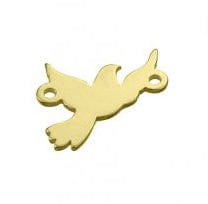 SILVER 925 3 MICRON GOLD PLATED Silver 925 10mm Dove Charms, 2 Holes Silver 925 10mm Dove Charms, 2 Holes