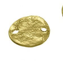 1 MICRON GOLD PLATED (925-CP71-GP) SILVER 925 16MM IRREGULAR ROUND MEDALS 2 HOLES SILVER 925 16MM IRREGULAR ROUND MEDALS 2 HOLES