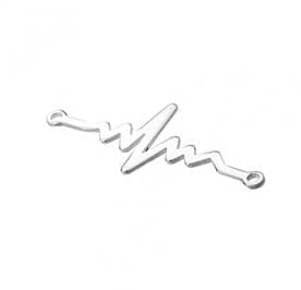 SILVER 925 20MM HEARTBEAT CHARM 2 RINGS SILVER 925 20MM HEARTBEAT CHARM 2 RINGS