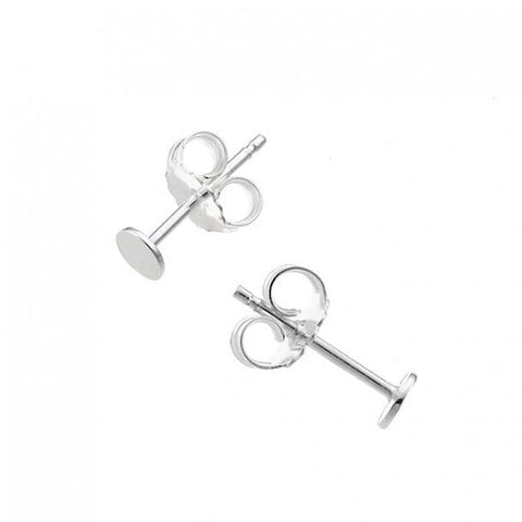 Silver 925 4mm Flat Stud Earring Supports Silver 925 4mm Flat Stud Earring Supports