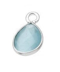 SILVER 925 (925-D116-S) SILVER 925 6MM BLUE CATS EYES SET DROP SHAPED BRIOLETTES WITH RING (1 PC) SILVER 925 6MM BLUE CATS EYES SET DROP SHAPED BRIOLETTES WITH RING (1 PC)