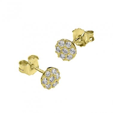SILVER 925 / 3 MICRON GOLD PLATED (925-E108-3GP) SILVER 925 6MM BUTTONED WHITE ZIRCONIUM EARRINGS WITH PIN SILVER 925 6MM BUTTONED WHITE ZIRCONIUM EARRINGS WITH PIN
