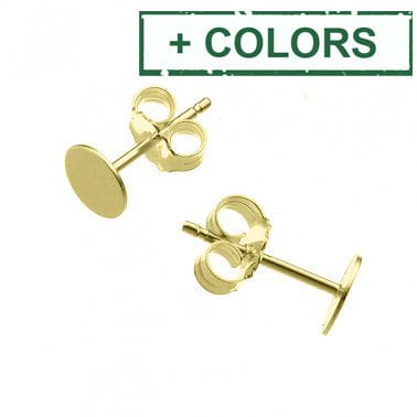 SILVER 925 6MM FLAT STUD EARRINGS SUPPORTS (1 PAIR) SILVER 925 6MM FLAT STUD EARRINGS SUPPORTS (1 PAIR)