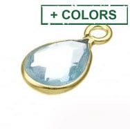 SILVER 925 6MM SKY BLUE TOPAZ HYDROTHERMAL QUARTZ SET DROP SHAPED BRIOLETTES RING (1 PC) SILVER 925 6MM SKY BLUE TOPAZ HYDROTHERMAL QUARTZ SET DROP SHAPED BRIOLETTES RING (1 PC)