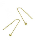 3 Micron Gold Plated Silver 925 70mm Chain Earring Threads With 3mm End Bead Silver 925 70mm Chain Earring Threads With 3mm End Bead