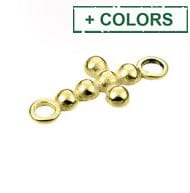 Silver 925 7X5,5mm Cross Pendants Semi Bead, 2mm 2 RINGS Silver 925 7X5,5mm Cross Pendants Semi Bead, 2mm 2 RINGS